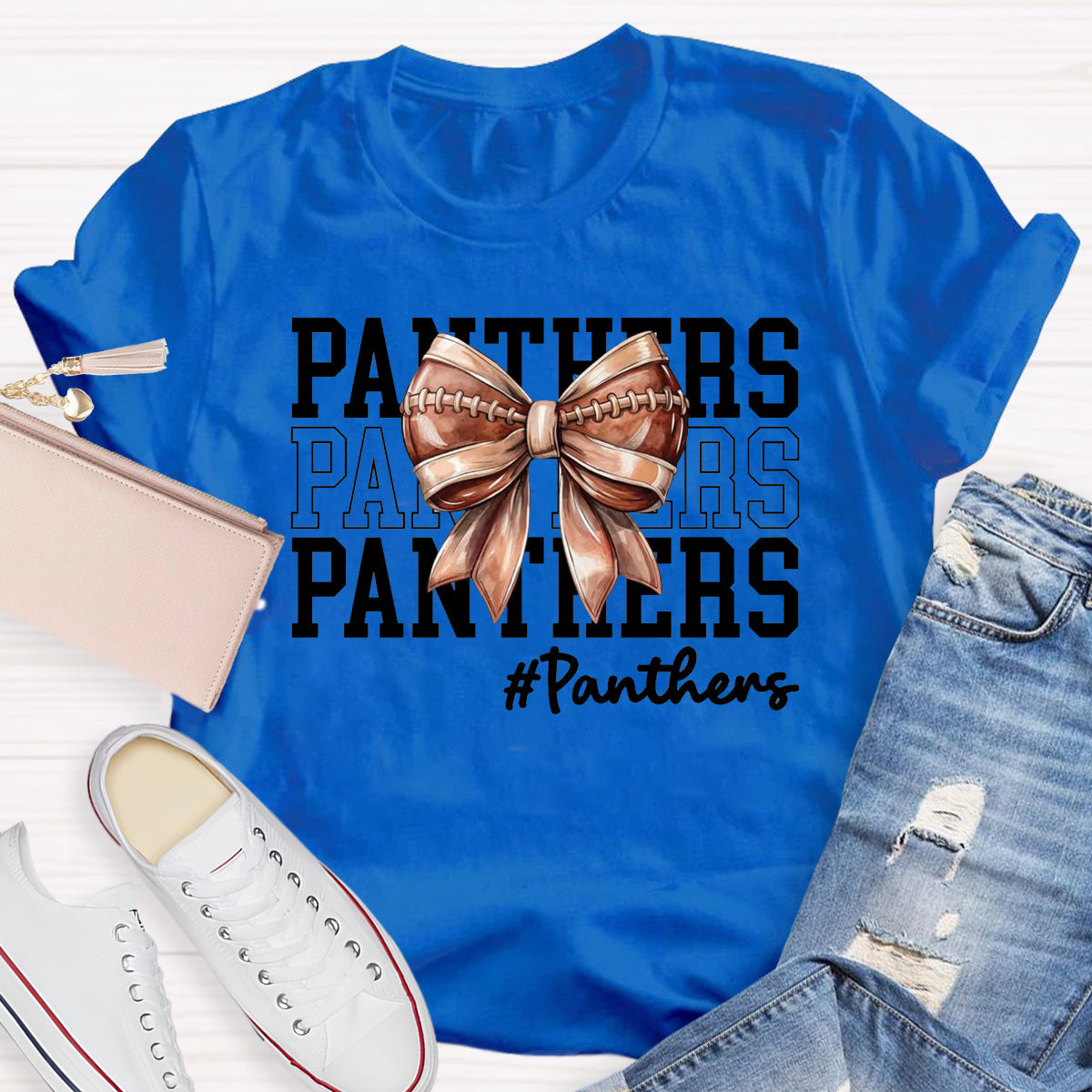 Cheer Mascot  Panthers Bow T-Shirt