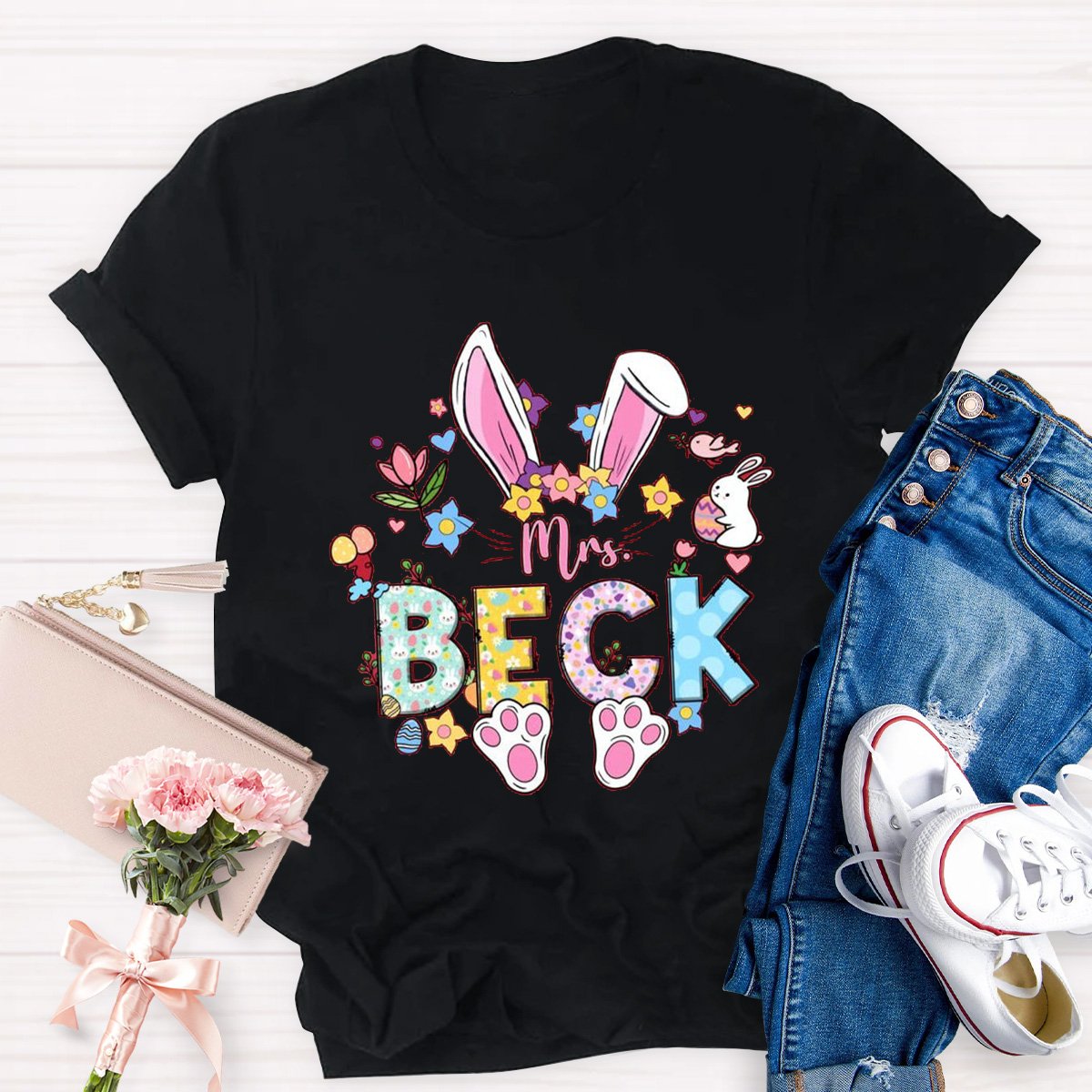 Personalized Bunny Teacher Shirt