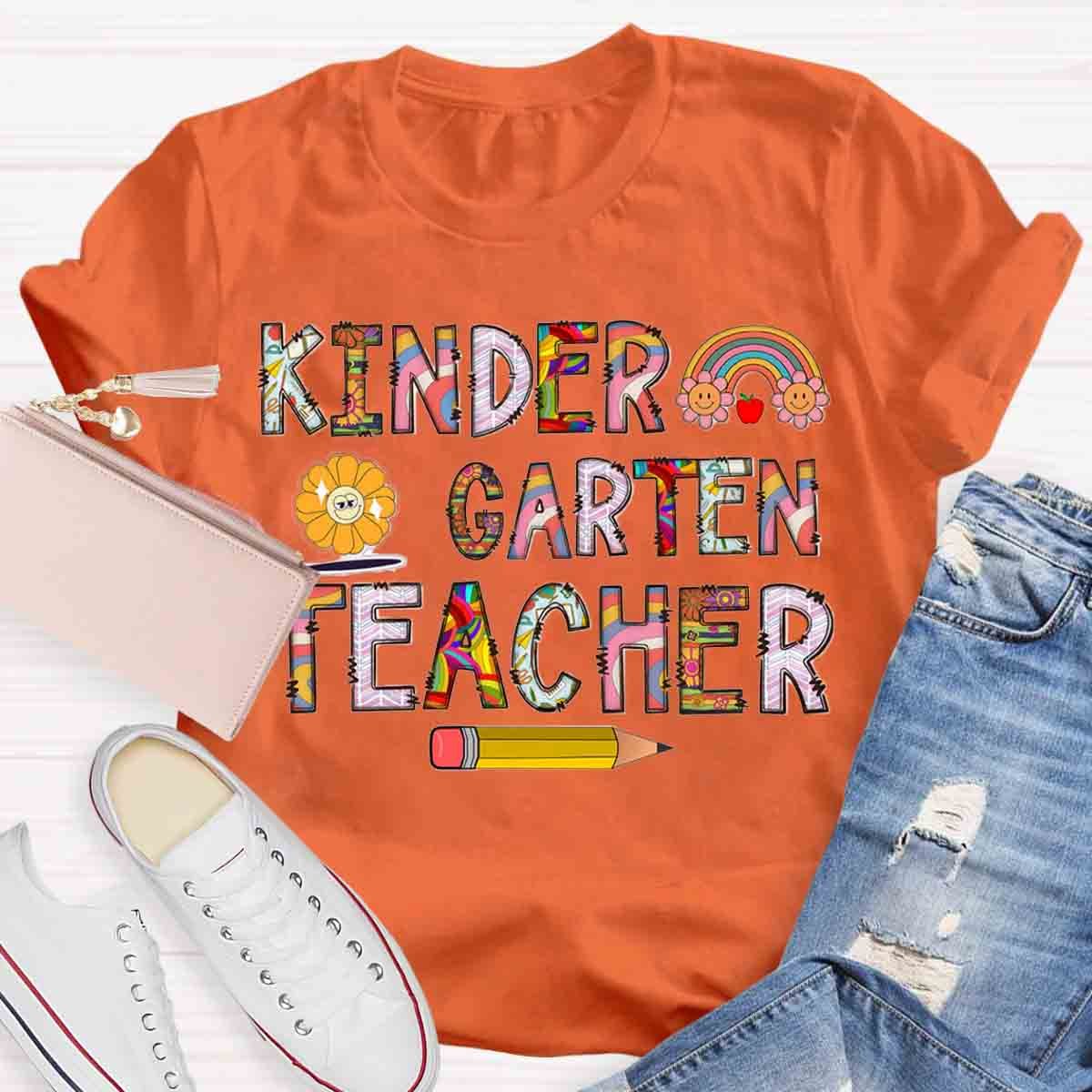 Personalized Grade Rainbow Teacher T-Shirt