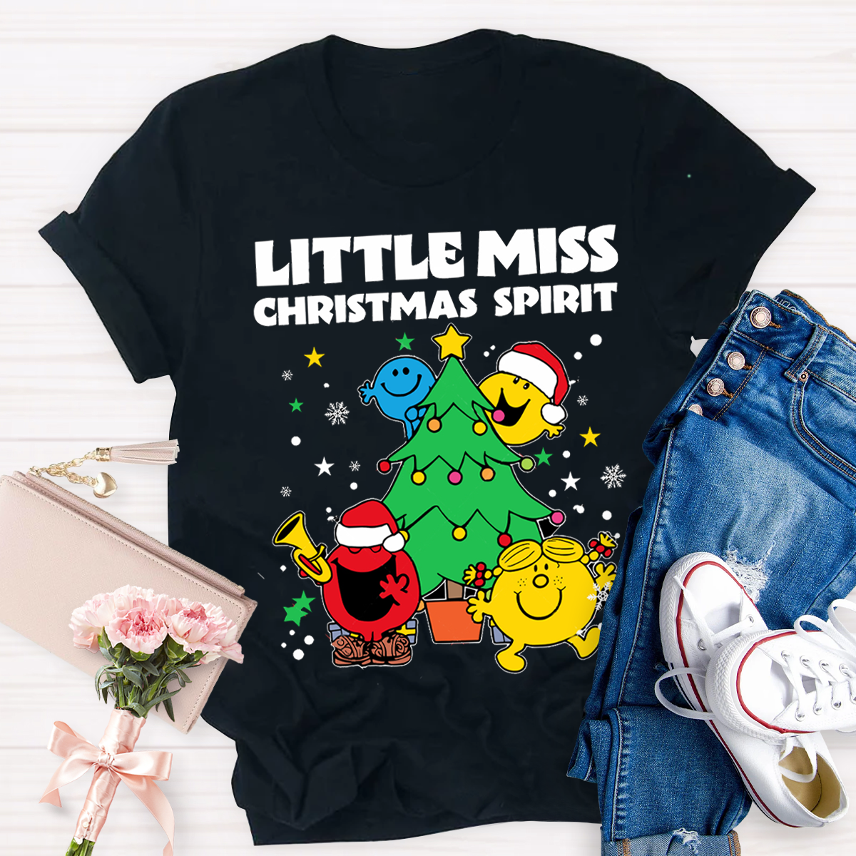 Little Miss Christmas Spirit Teacher T-Shirt