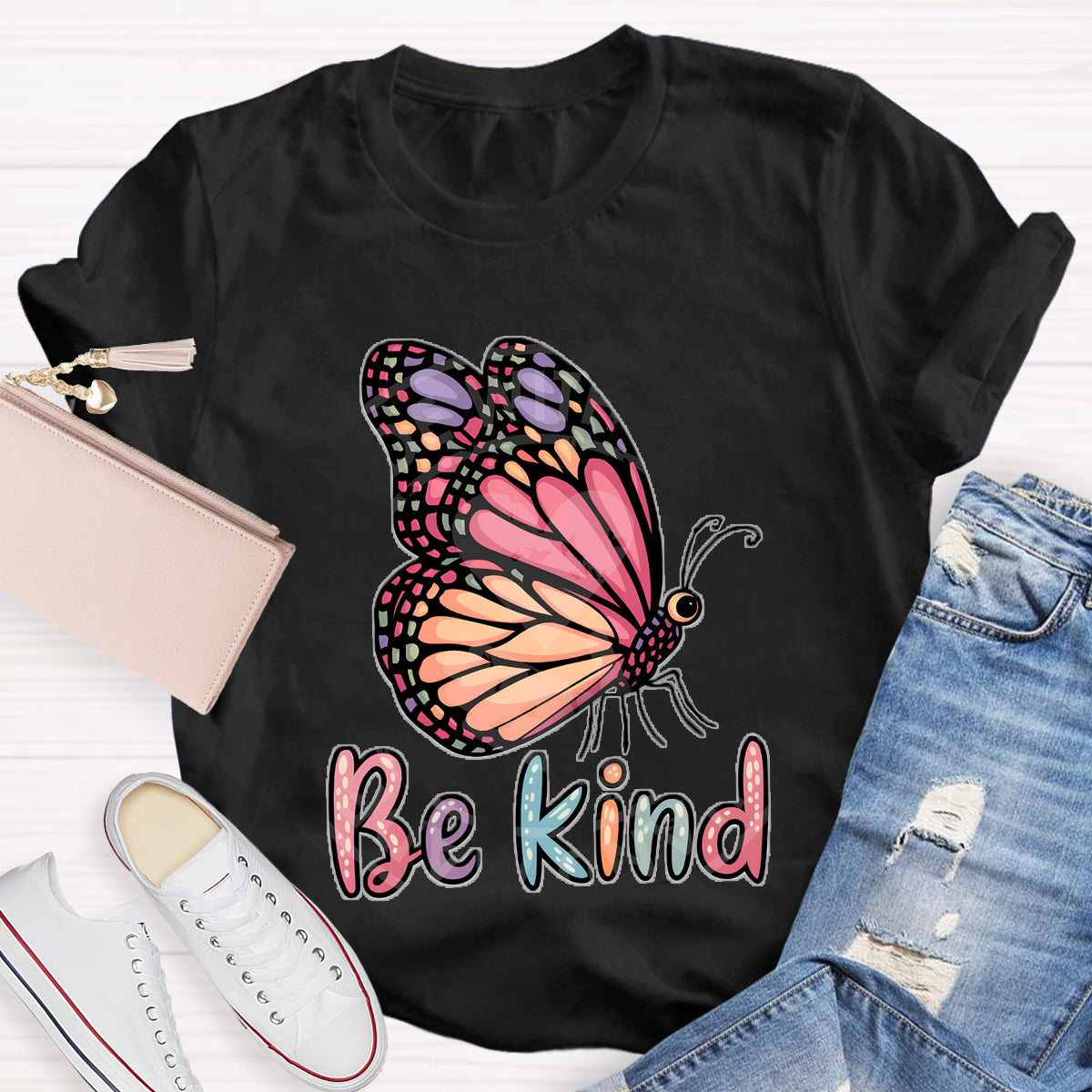 Be Kind Butterfly Printed T-Shirt