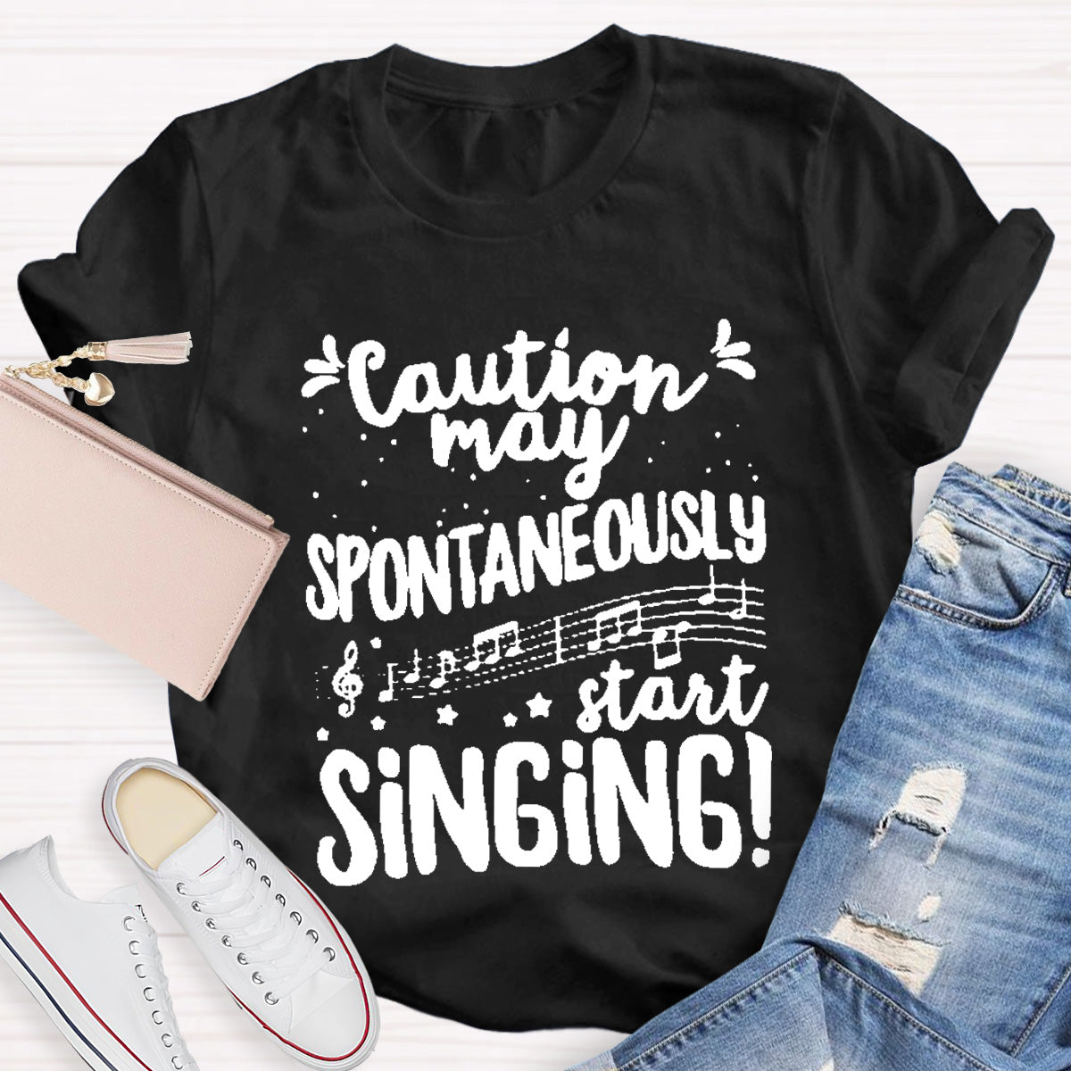 Caution May Spontaneously Start Singing Teacher T-Shirt