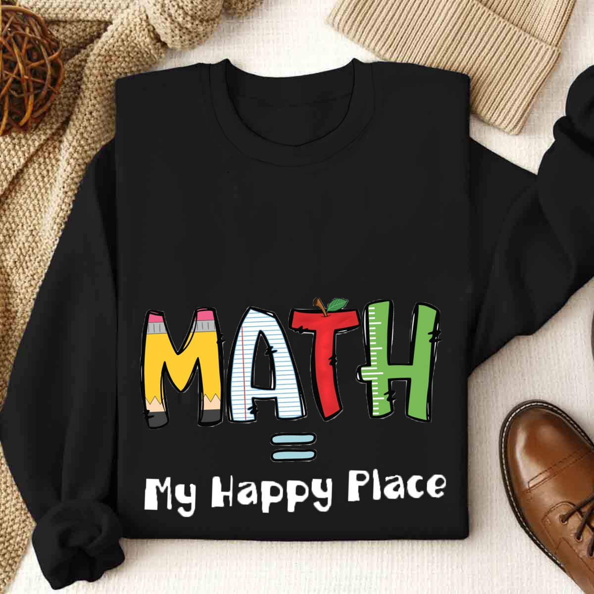 Math Is My Happy Place Cute Math Teacher Sweatshirt