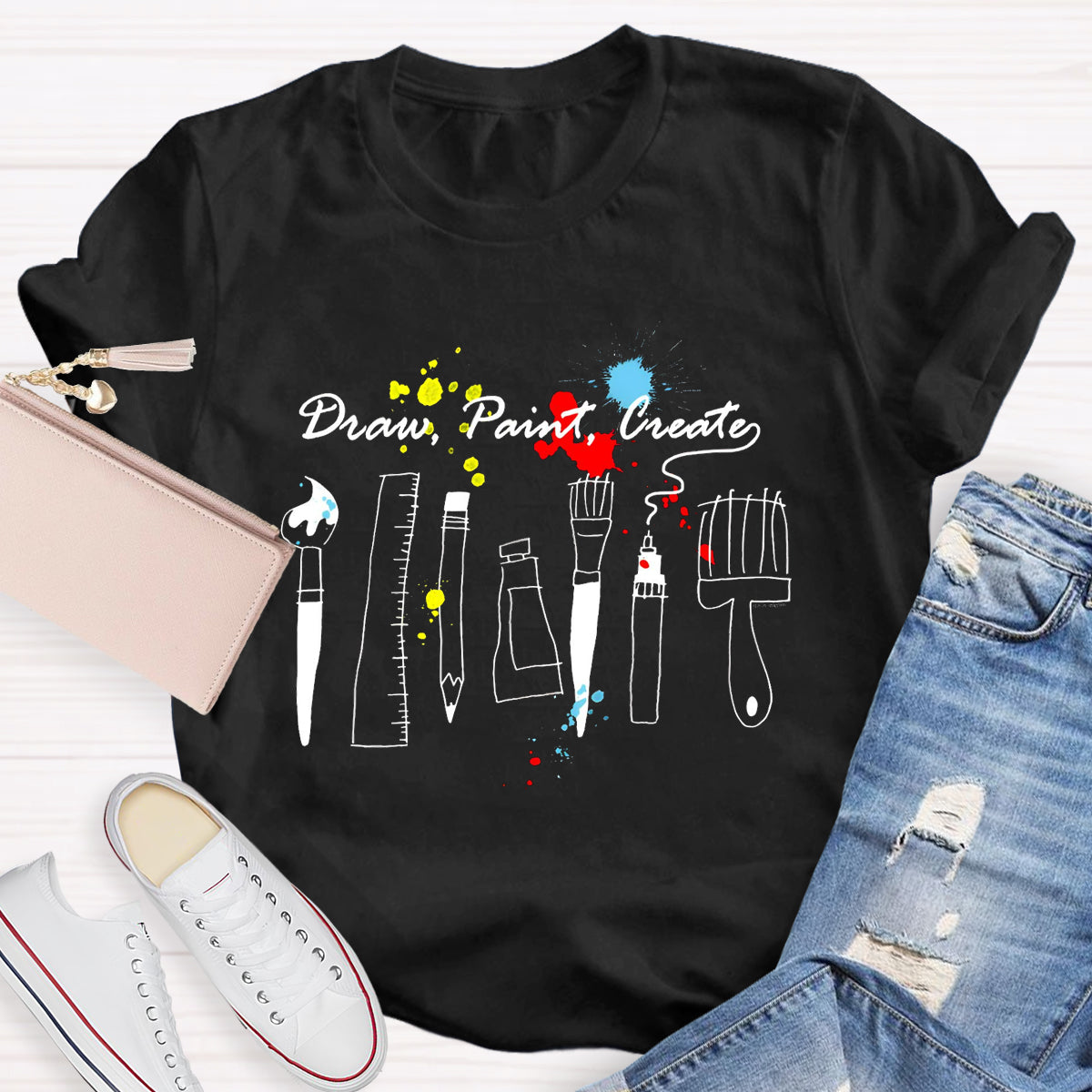 Draw Paint Create Art Teacher T-Shirt