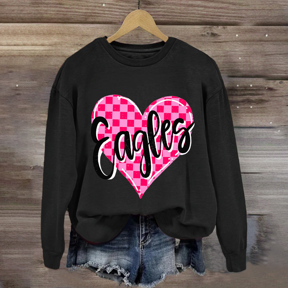 Personalized Mascot Pink Heart Sweatshirt