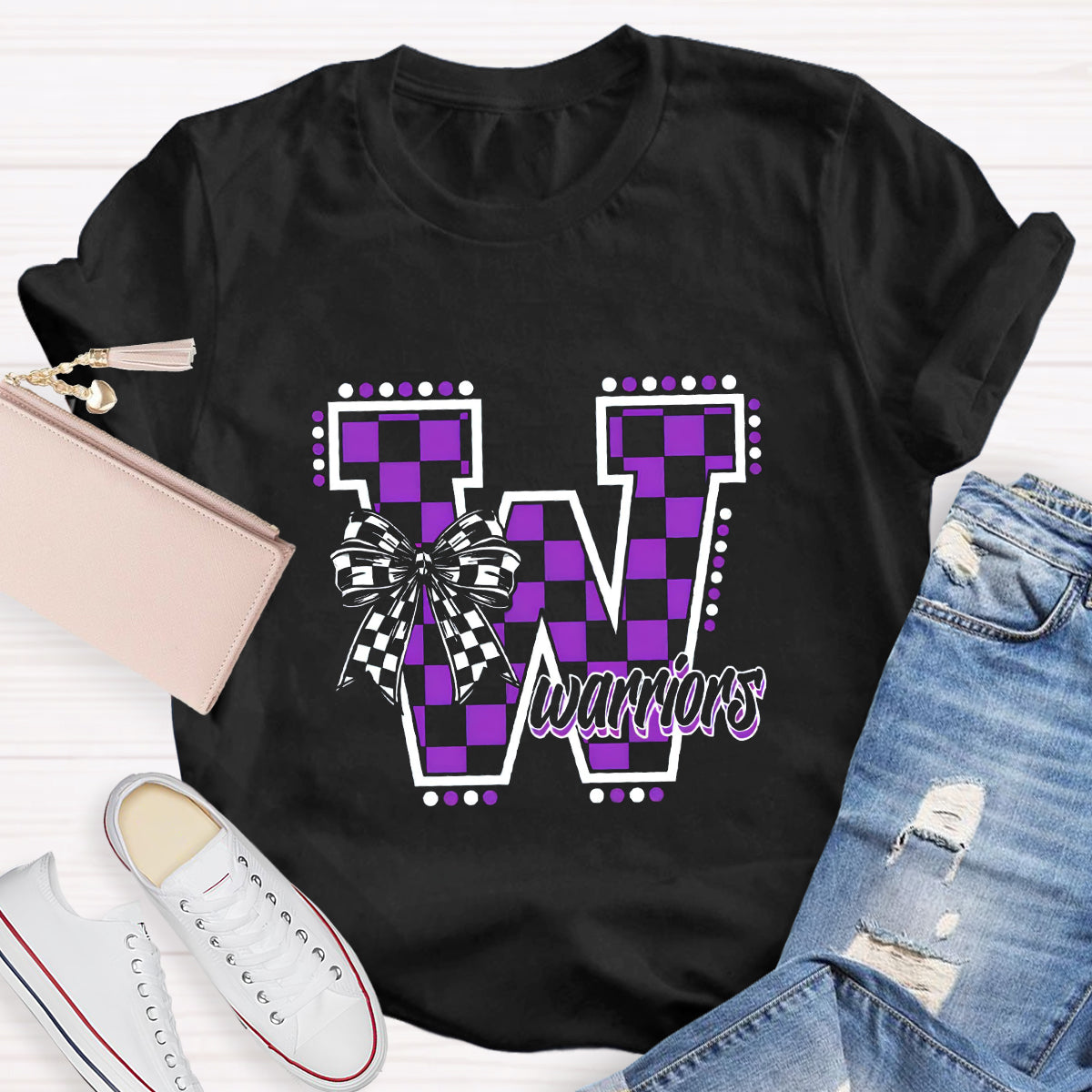 Personalized Mascot Bow Teacher T-Shirt
