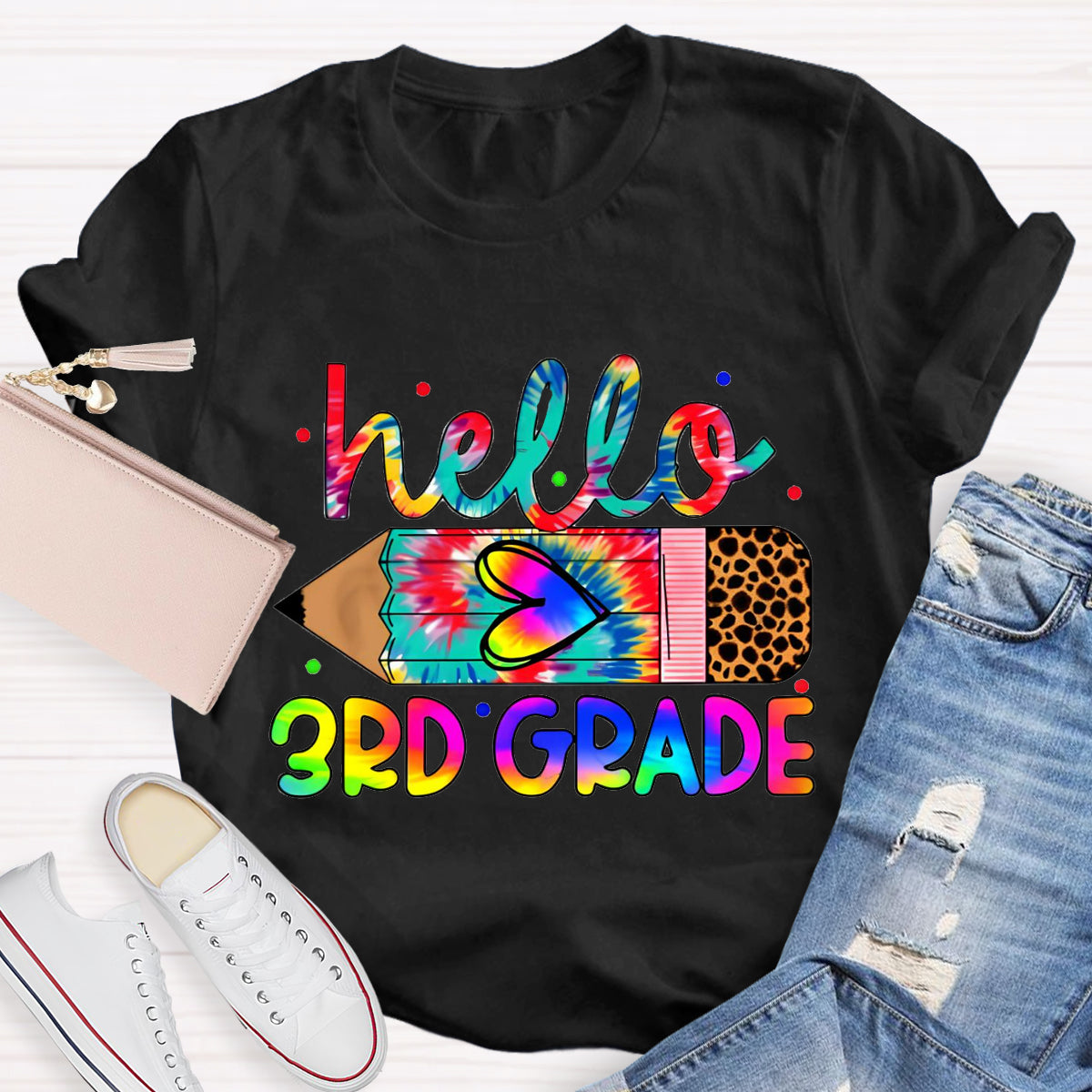 Personalized Grade Hello 3rd Grade Teacher T-Shirt