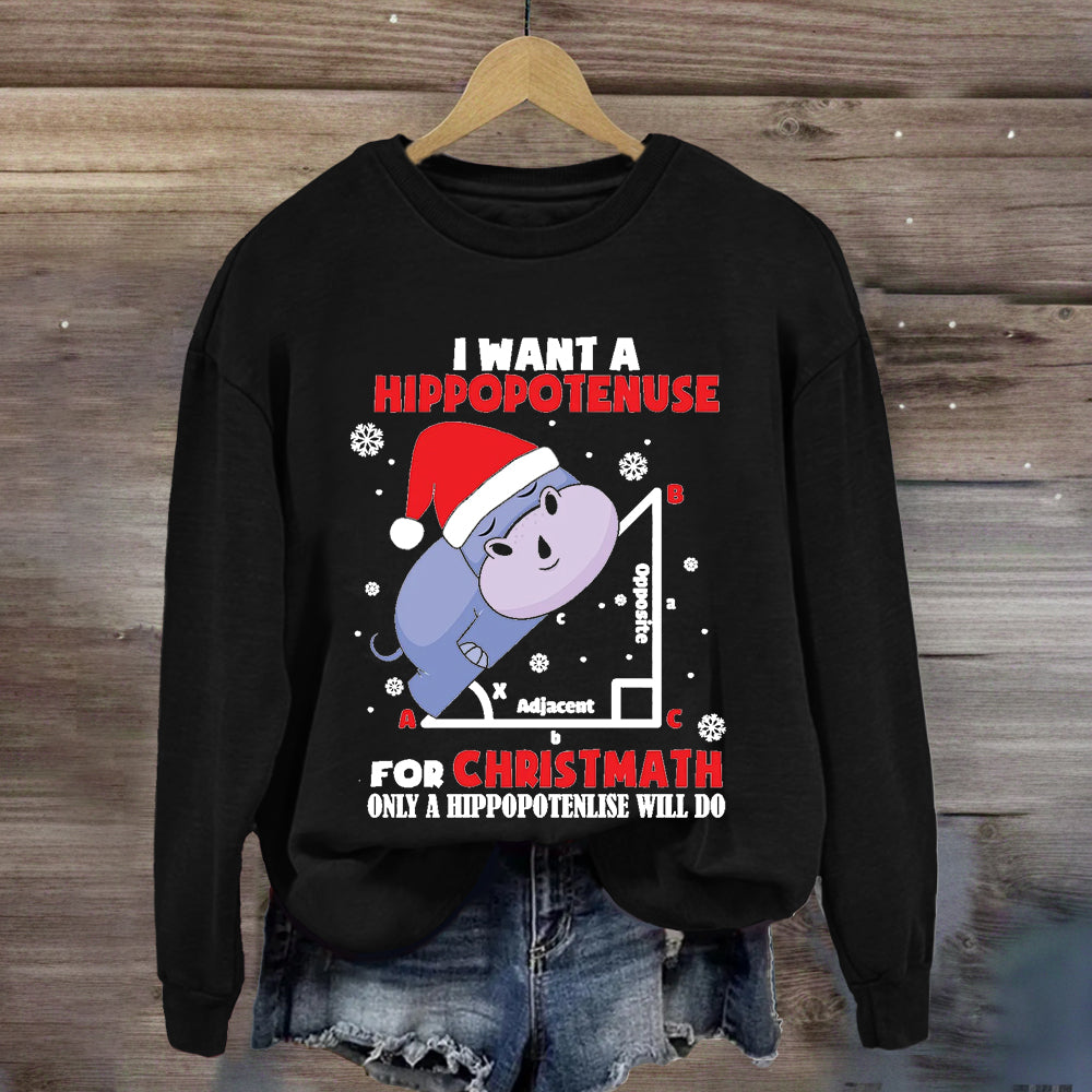 I Want A Hippopotenuse For Christmas Sweatshirt