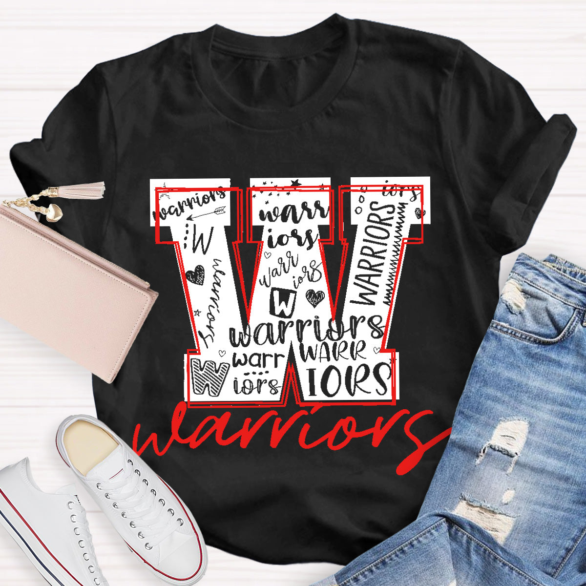 Personalized School Mascot Warriors Teacher T-Shirt