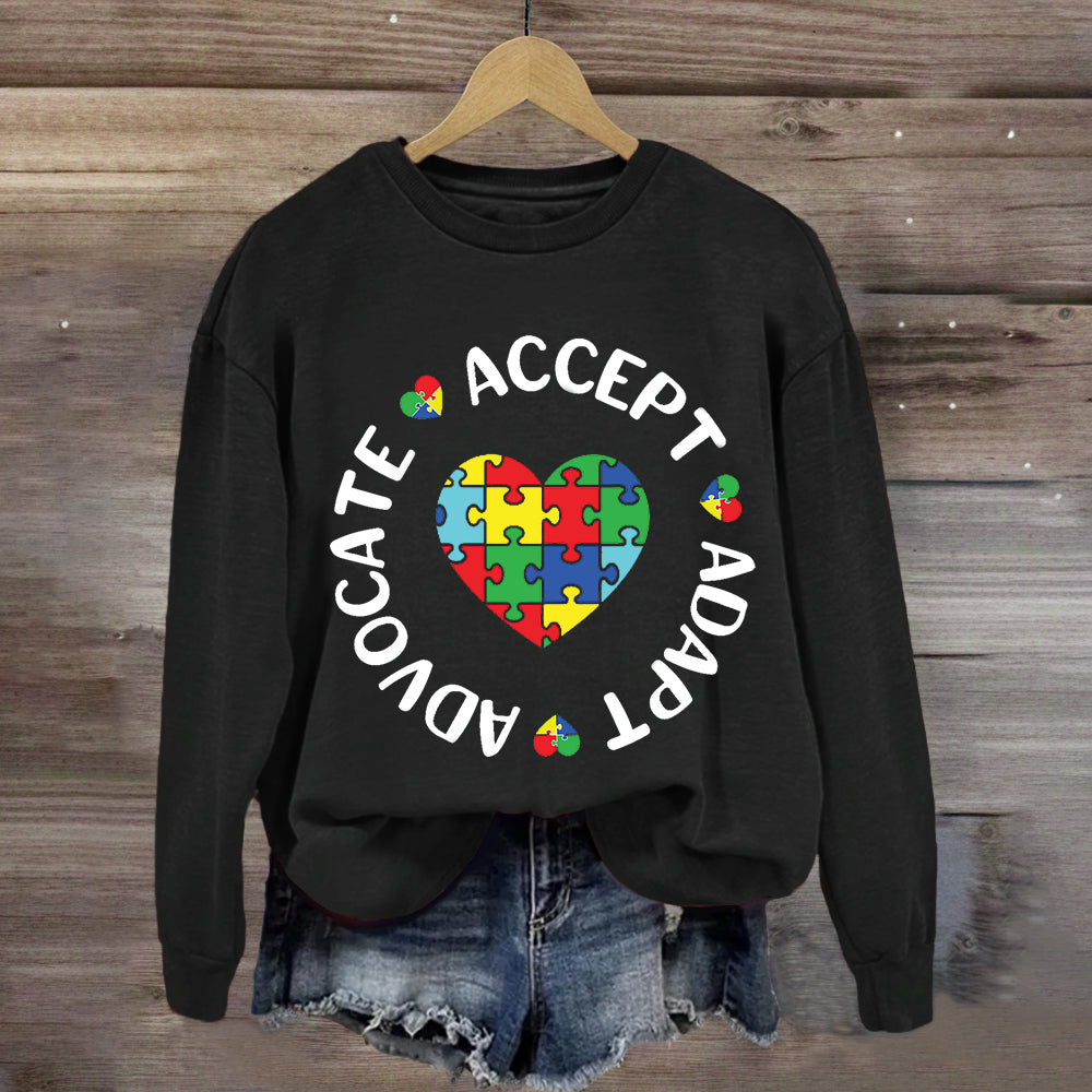 Accept Adapt Advocate Heart Special Education Sweatshirt