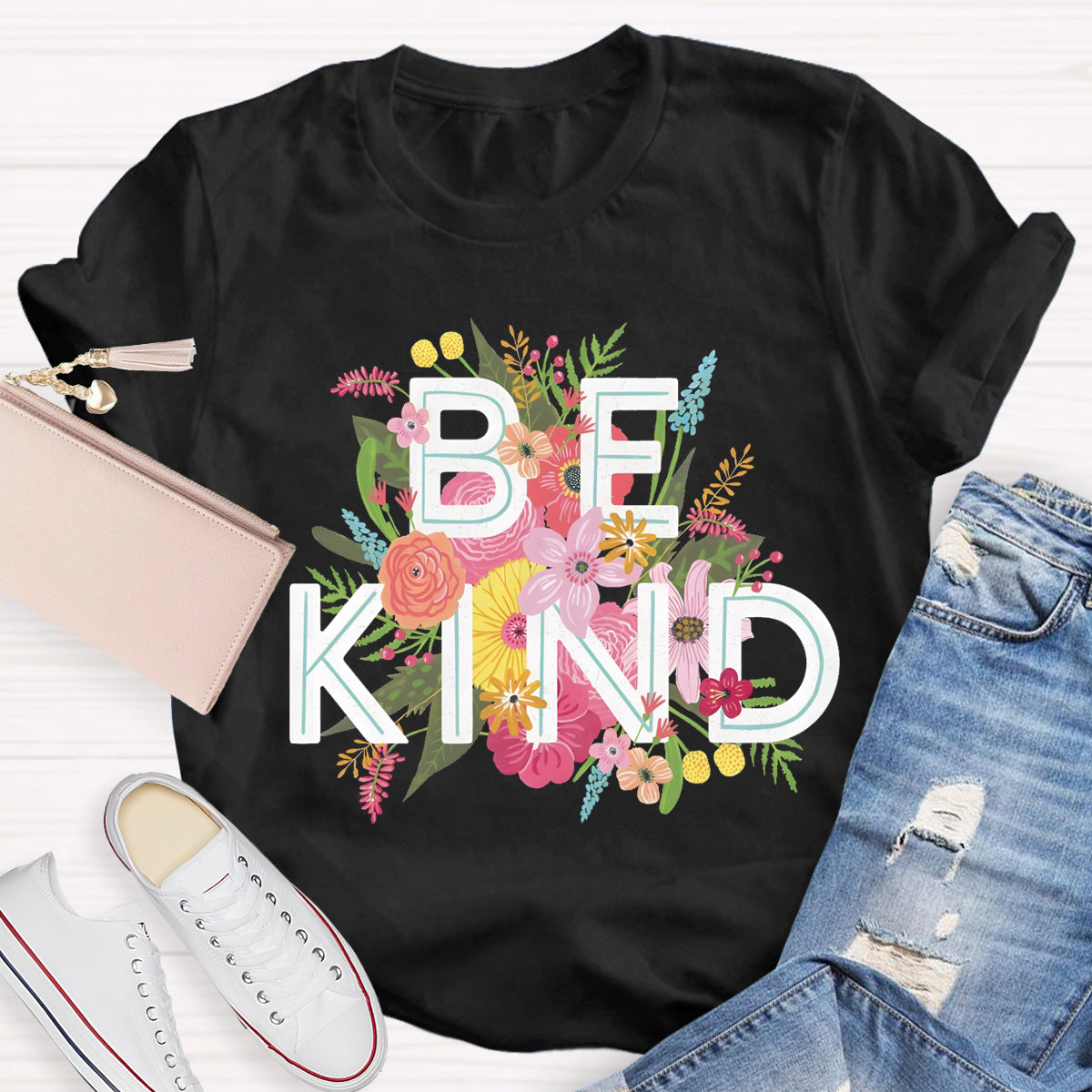 Floral Be Kind Teacher T-Shirt