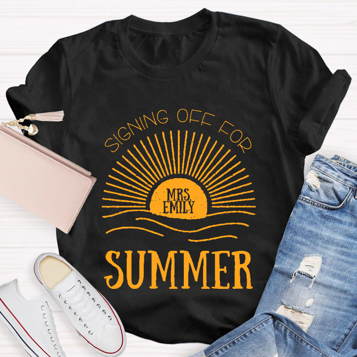 Personalized Name Signing Off For Teacher T-Shirt
