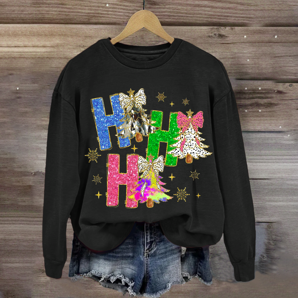 Bright Color Christmas Coquette Bow Ho ho ho  Sweatshirt