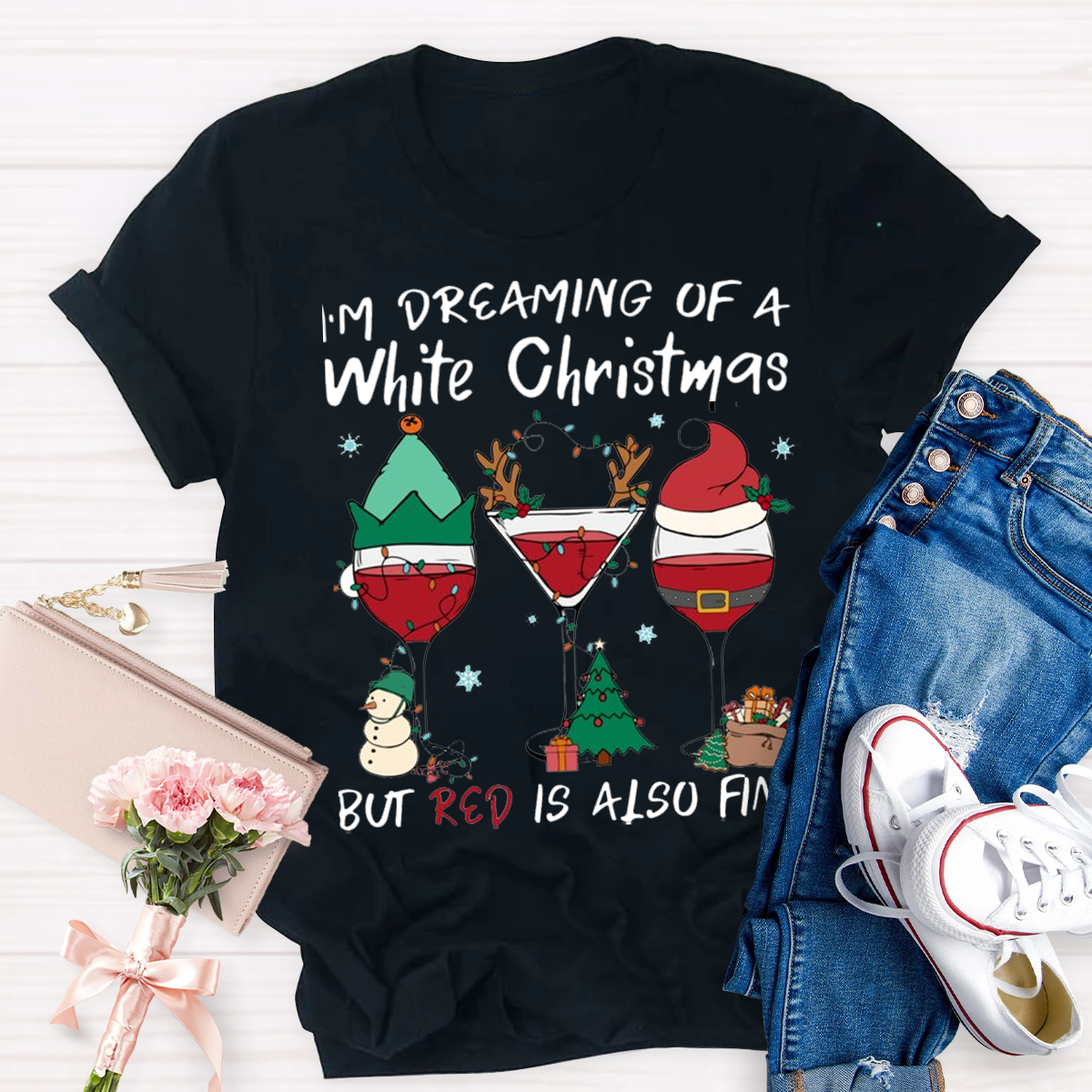 Dear Santa I Just Want Wine Teacher T-Shirt