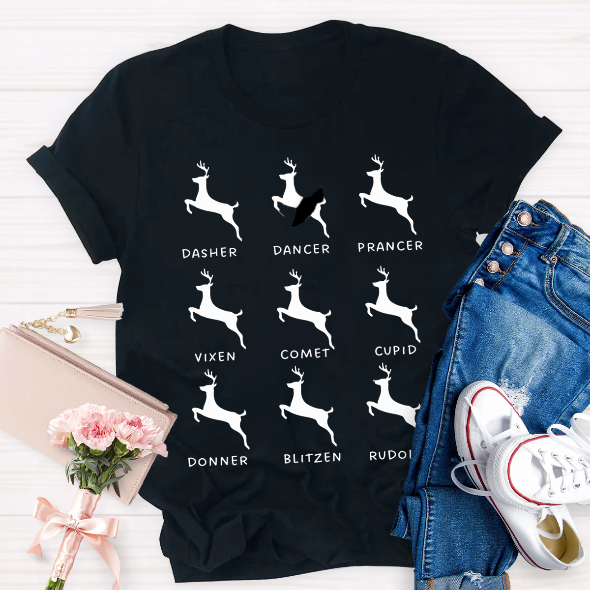 Dancing Reindeer Teacher T-Shirt