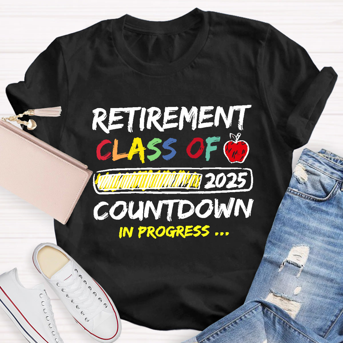Personalized Retirement Year Class Countdown In Progress Teacher T-Shirt