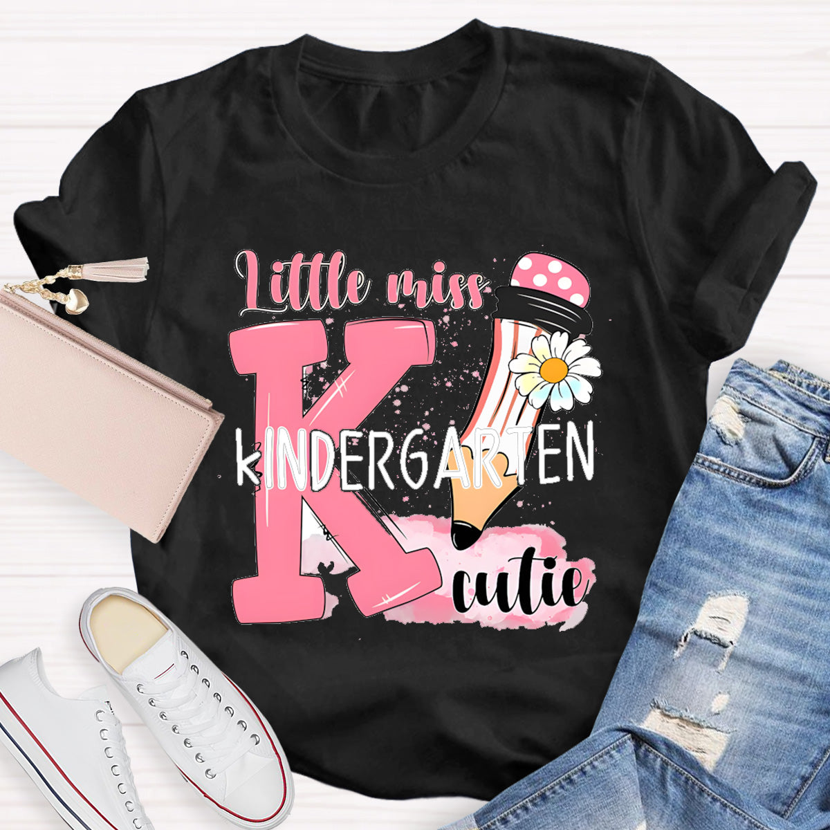 Personalized Grade Little Miss Kindergarten Cutie Teacher T-Shirt