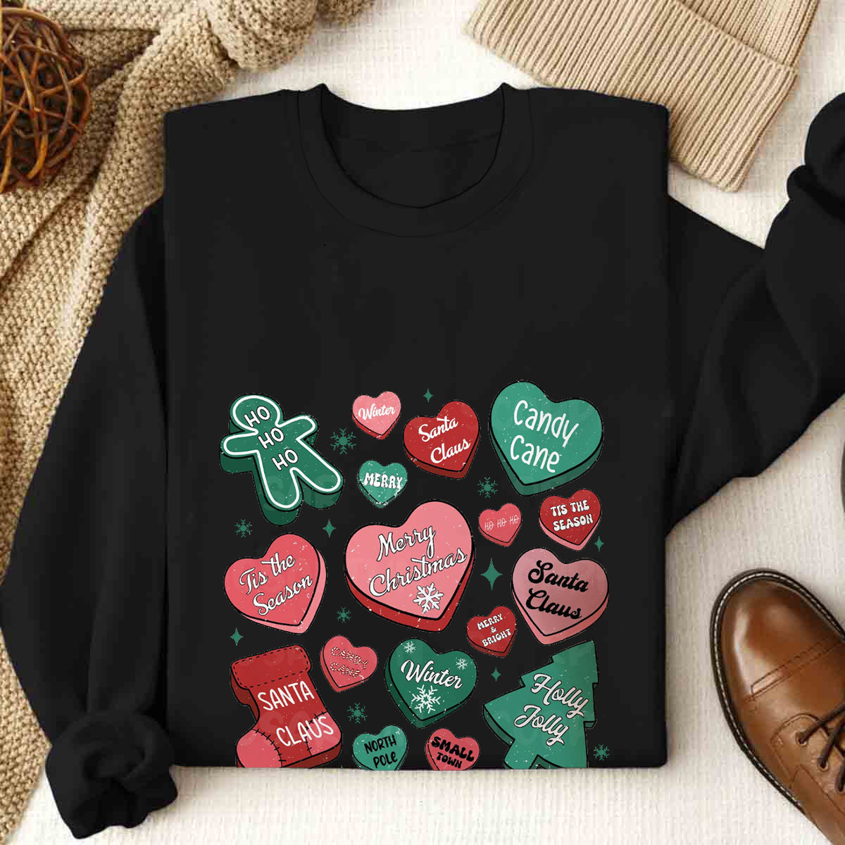 Candy Hearts Christmas T-Shirt