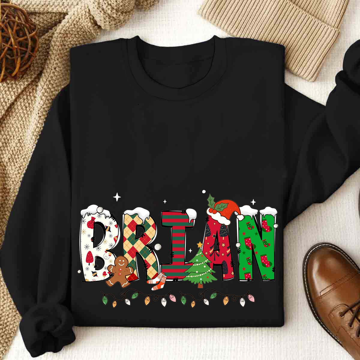 Personalized Name Christmas Light Sweatshirt