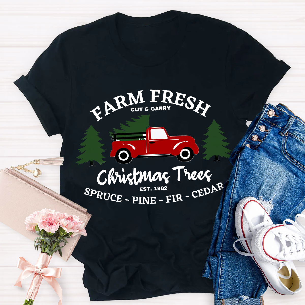 Farm Fresh Christmas Tree Teacher T-Shirt