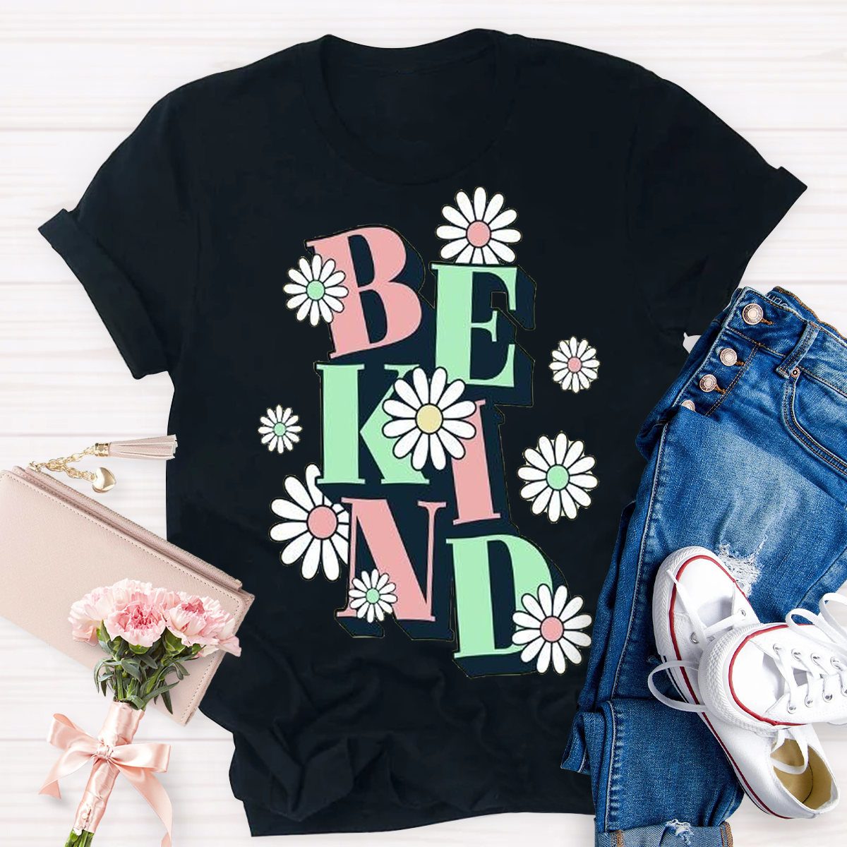 Be Kind Flower Design Teacher T-Shirt