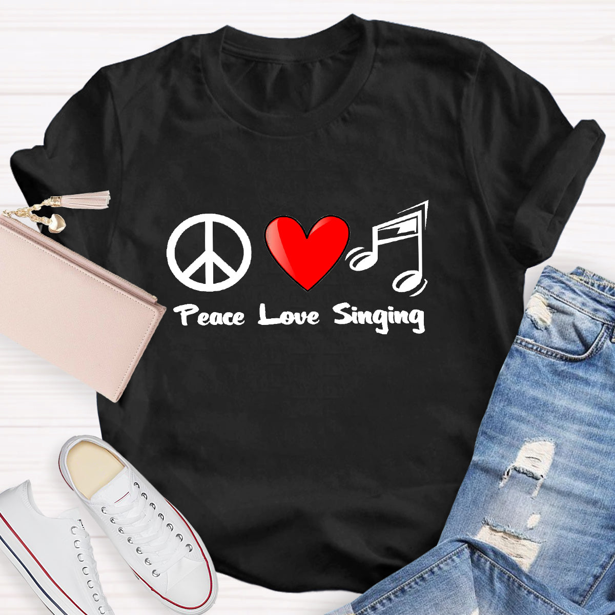 Peace Love Singing Music Teacher T-Shirt