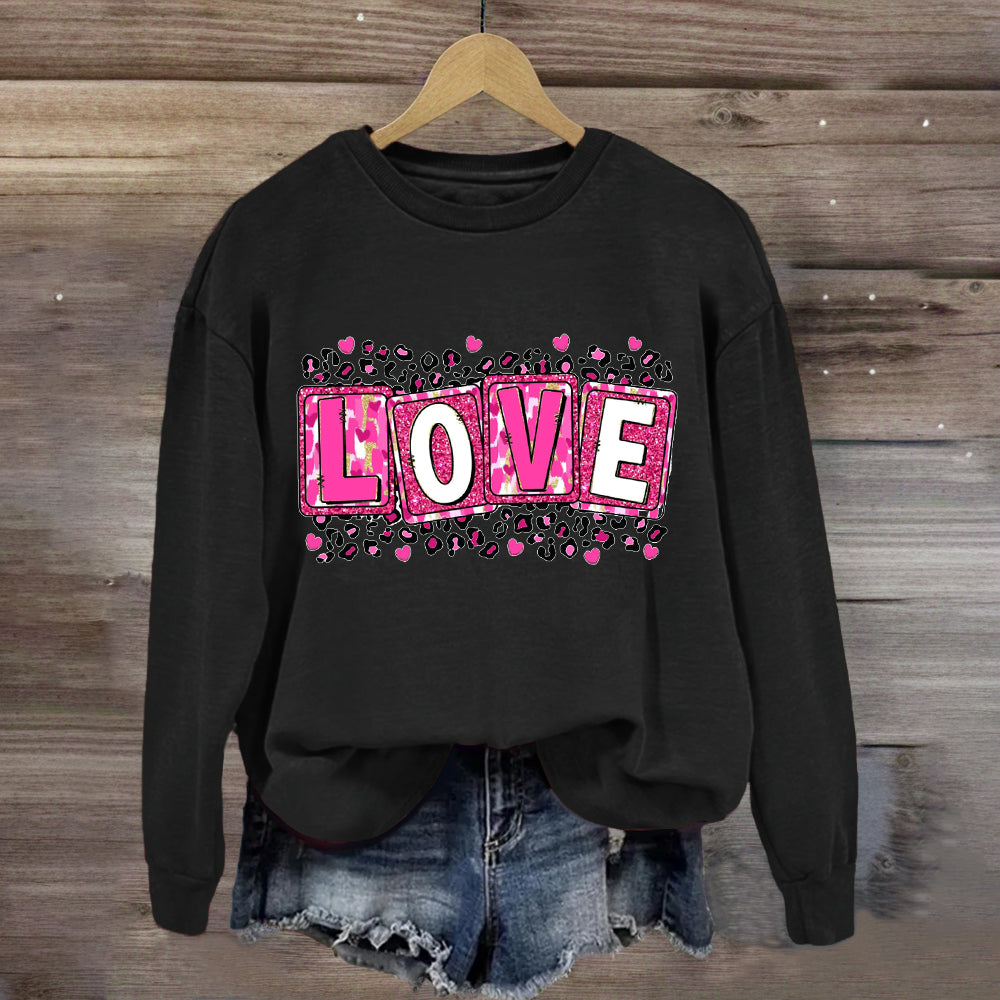 Pink Leopard Love Sweatshirt