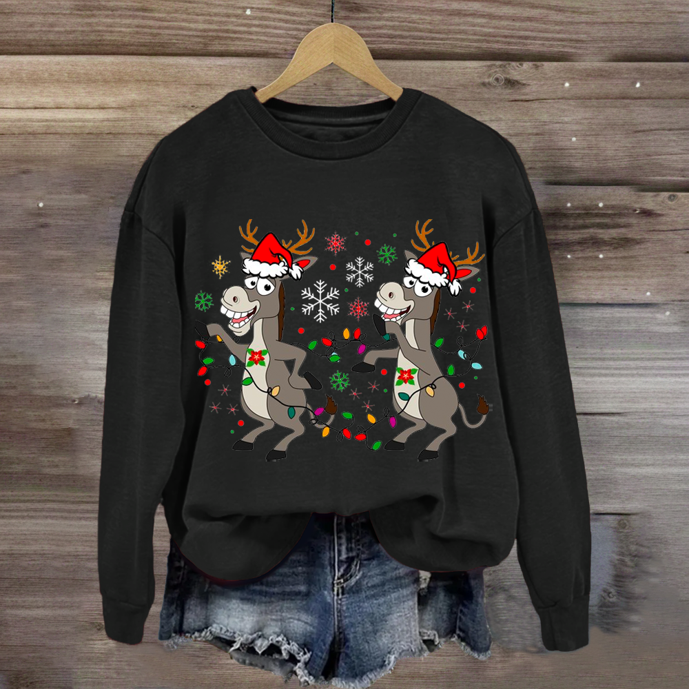 Funny Christmas Donkey Teacher Sweatshirt