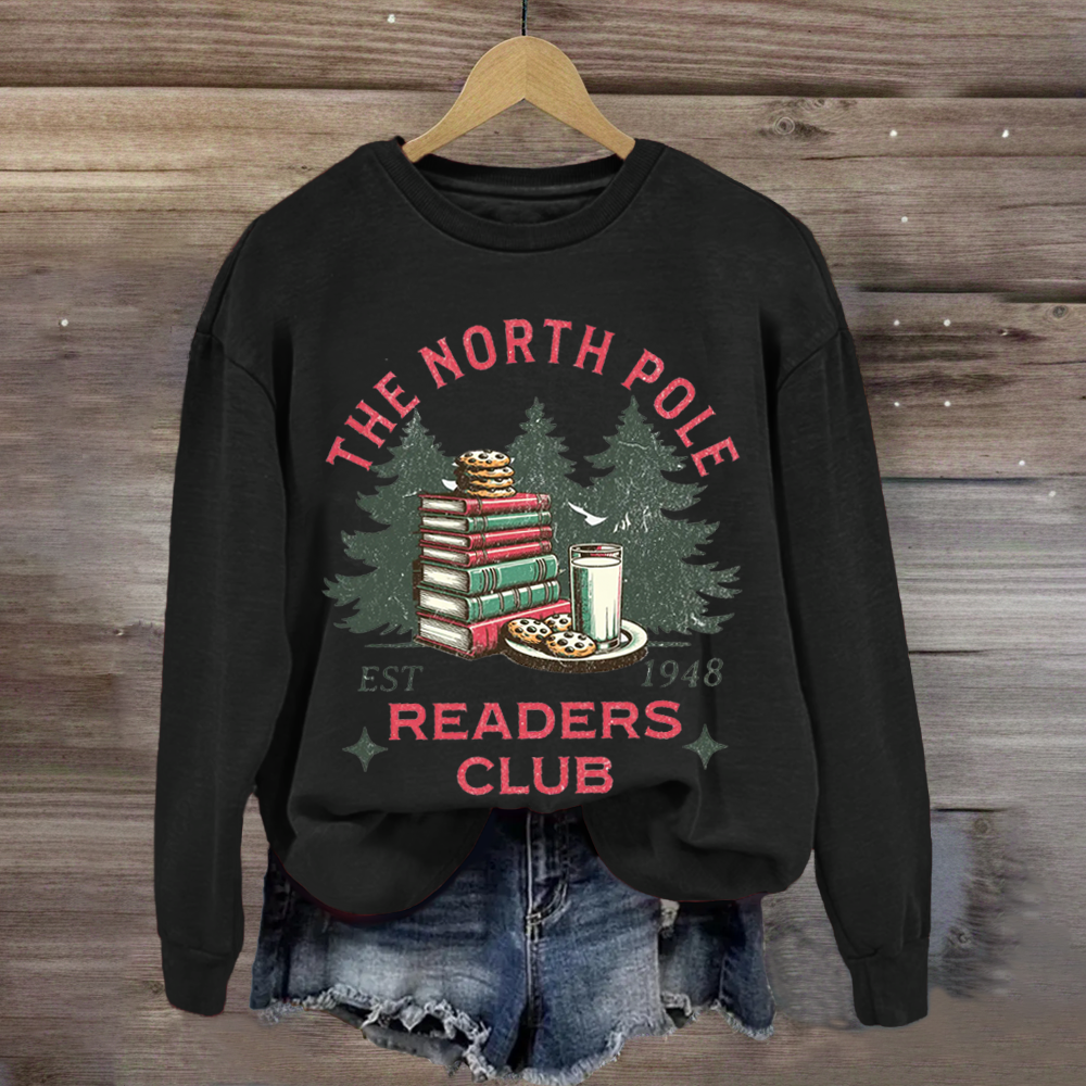 North Pole Book Club Santa Book Lover Sweatshirt