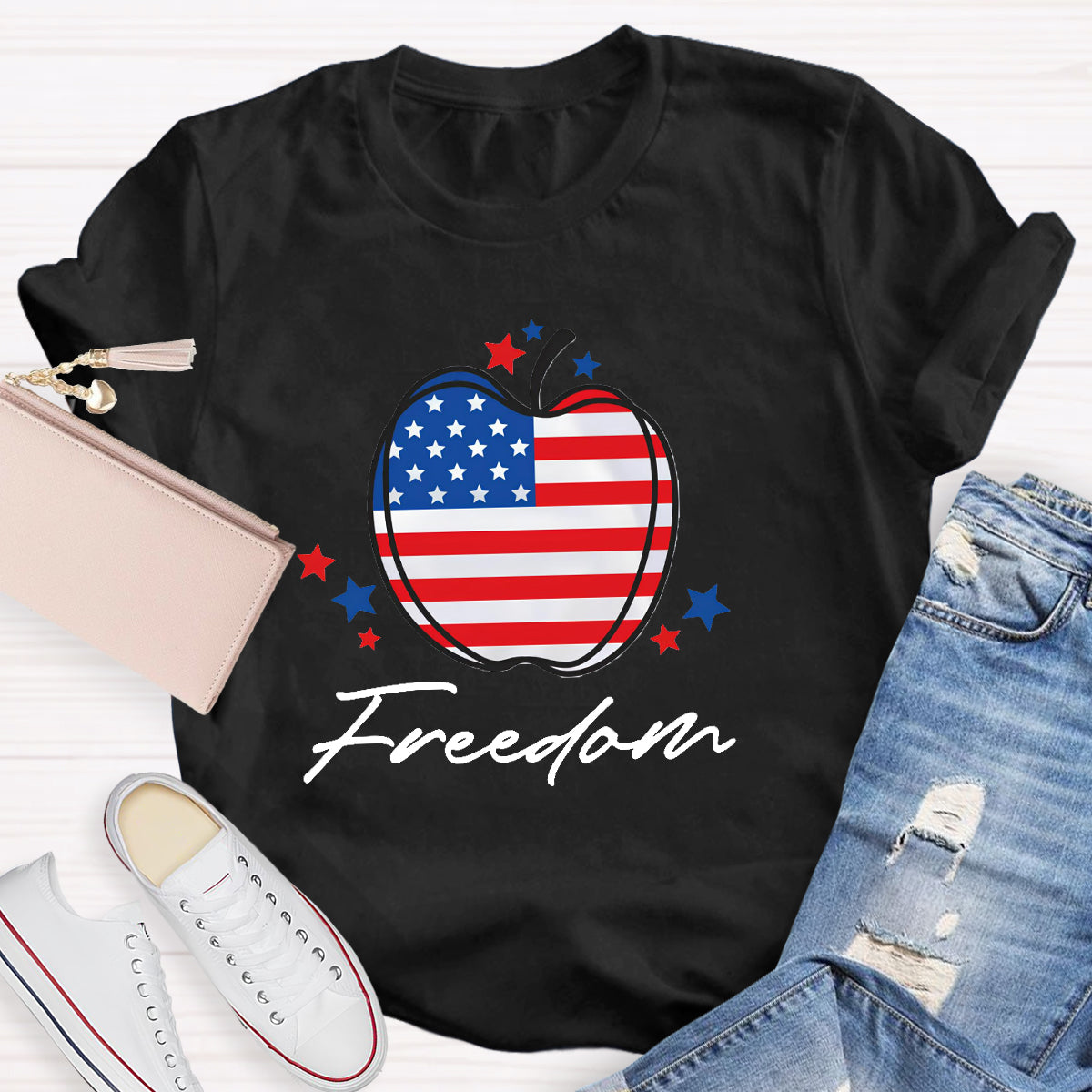 Freedom Apple Teacher T-Shirt