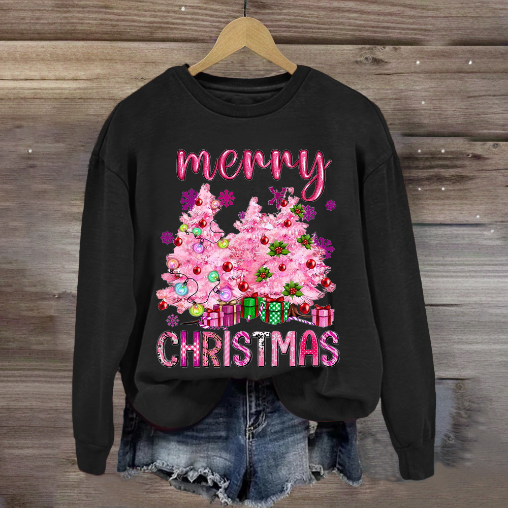 Pink Christmas Trees Teacher Sweatshirt