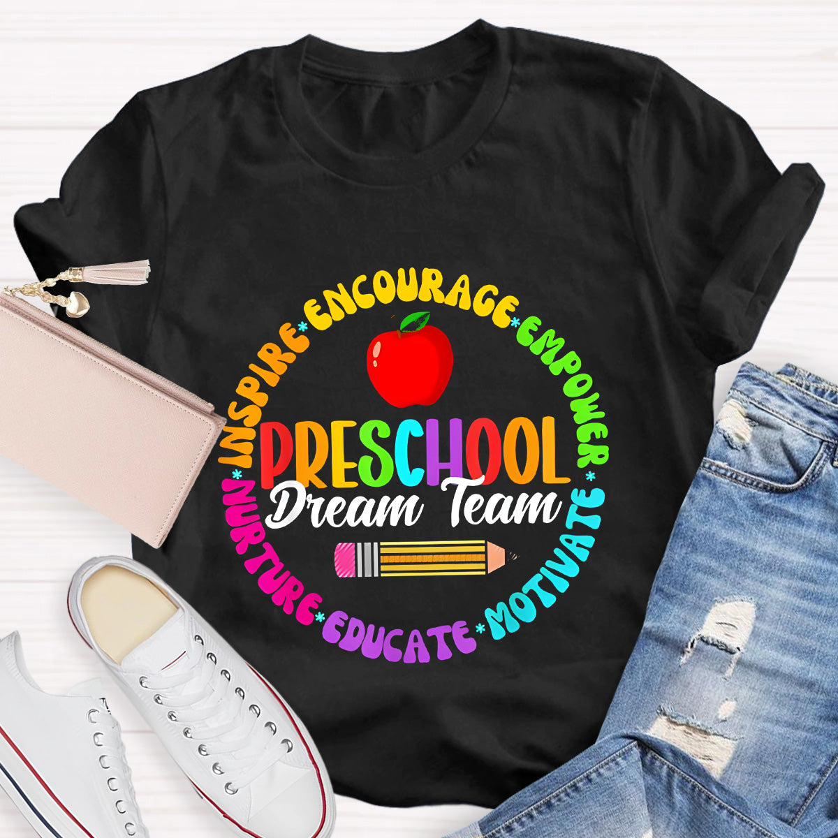 Personalized Grade Preschool Dream School Apple Teacher T-Shirt