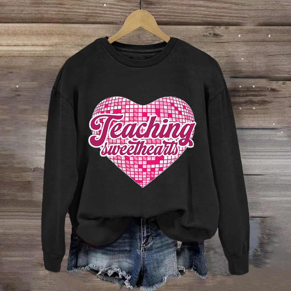 Teaching Sweethearts Pink Plaid Heart Sweatshirt