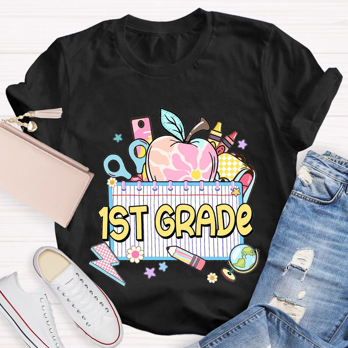 Personalized Grade Teacher Books Apple T-Shirt