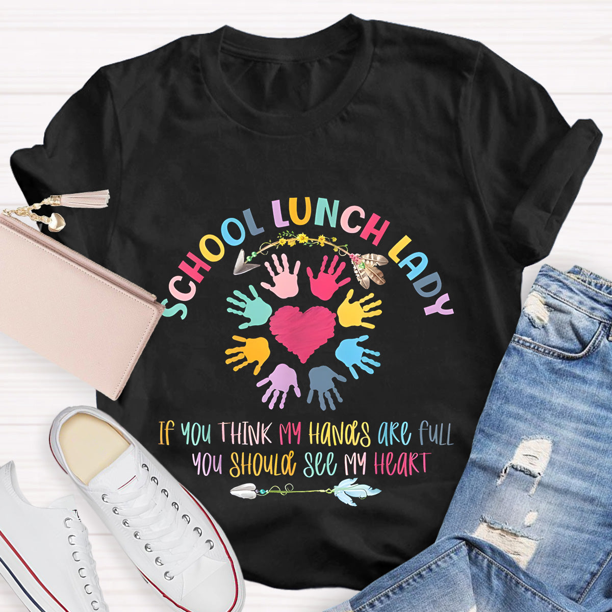 School Lunch Lady See My Heart Teacher T-Shirt