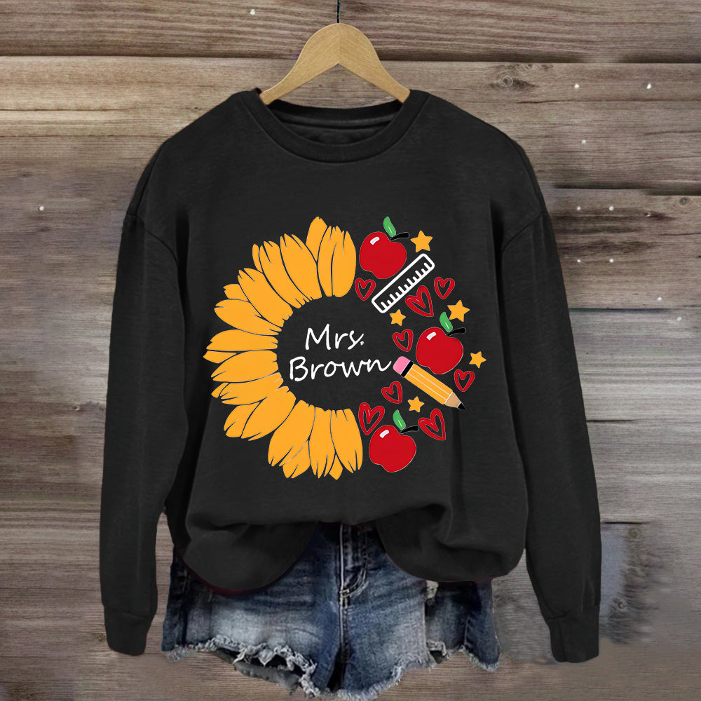 Personalized Name Sunflower Teacher Life Sweatshirt