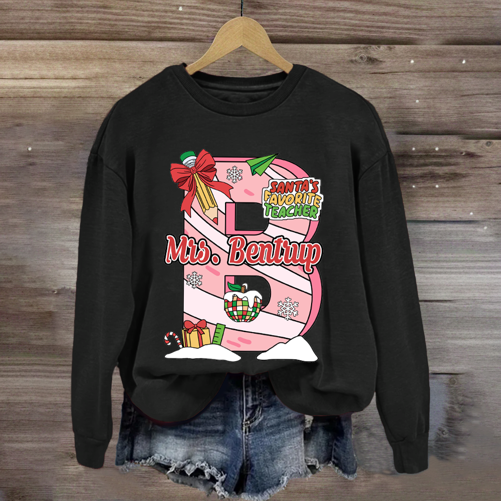 Personalized Name Santa's Favorite Teacher Sweatshirt