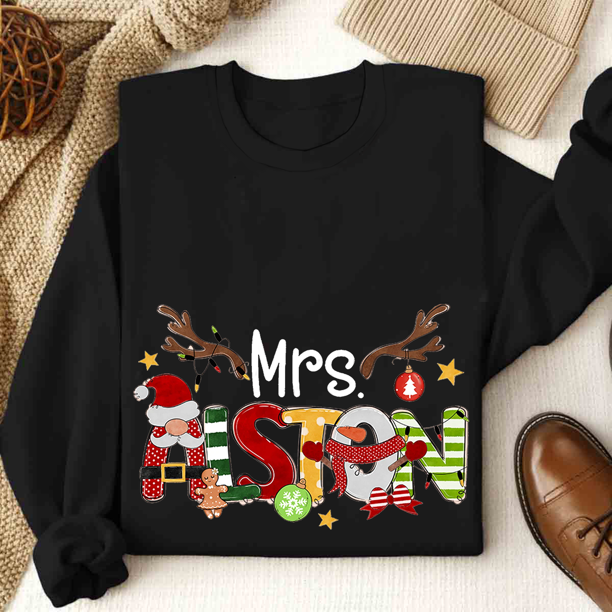 Personalized Name Elk horns Christmas Sweatshirt