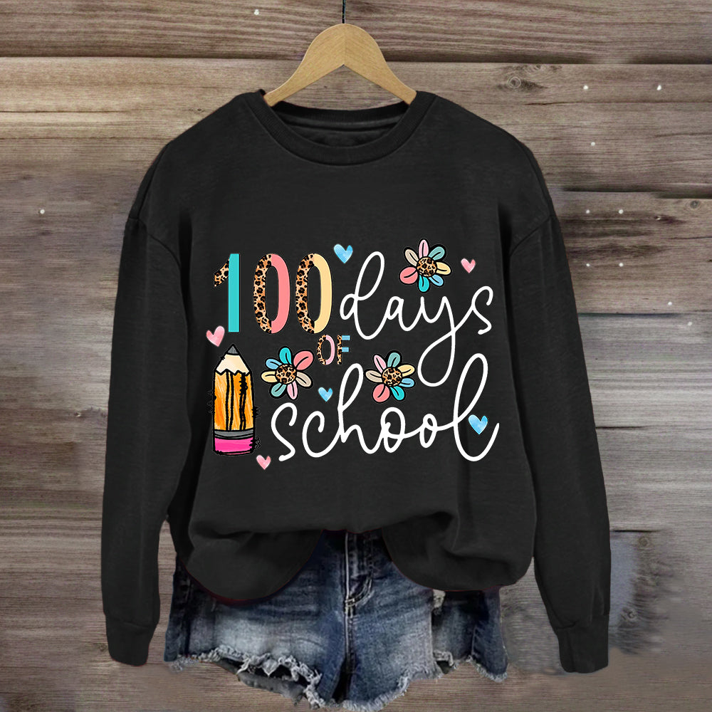 100 Days Of School Pencil Leopard Sweatshirt