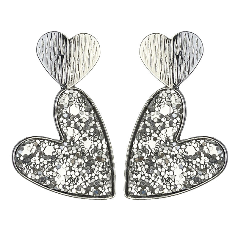 Glittering Heart Earrings