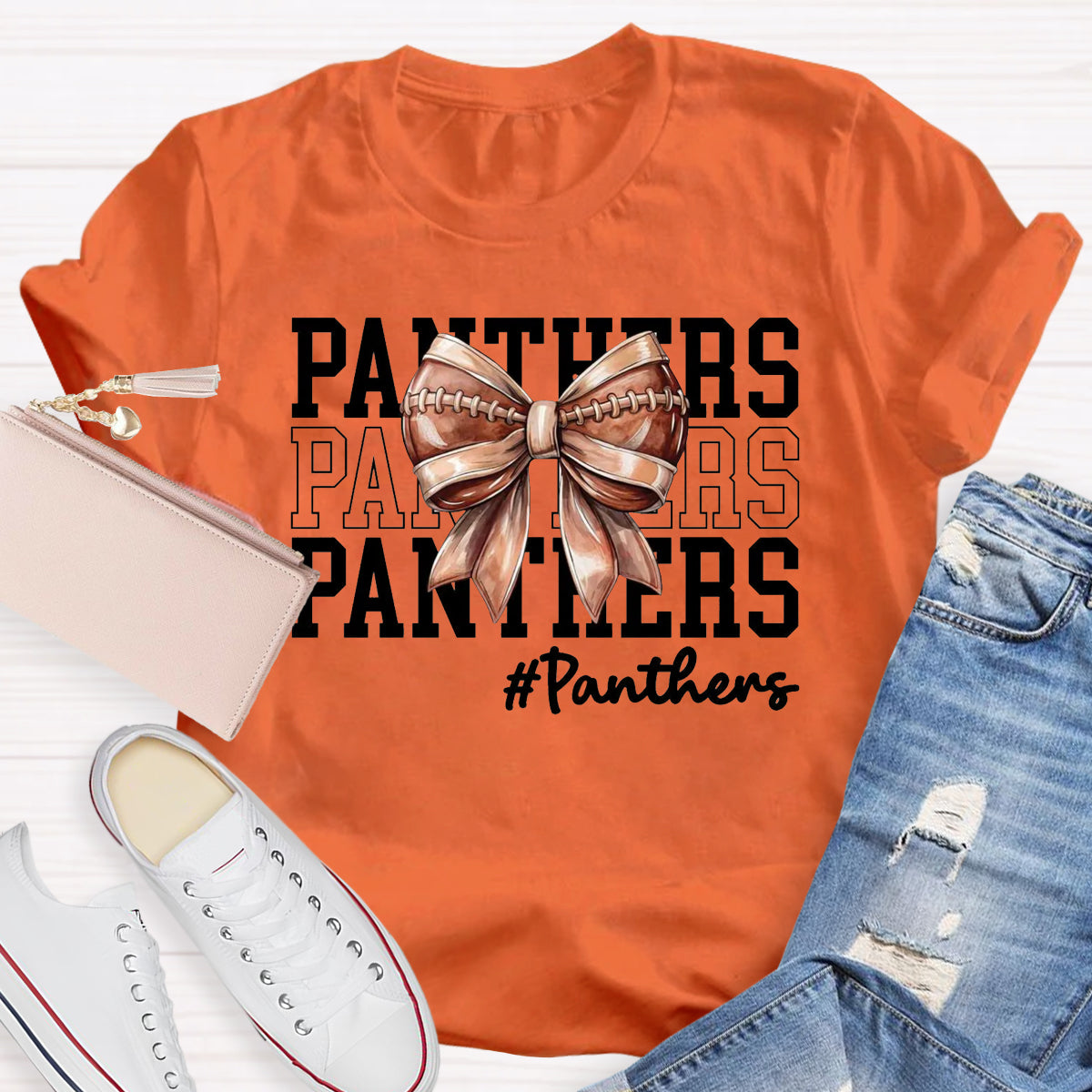 Cheer Mascot  Panthers Bow T-Shirt