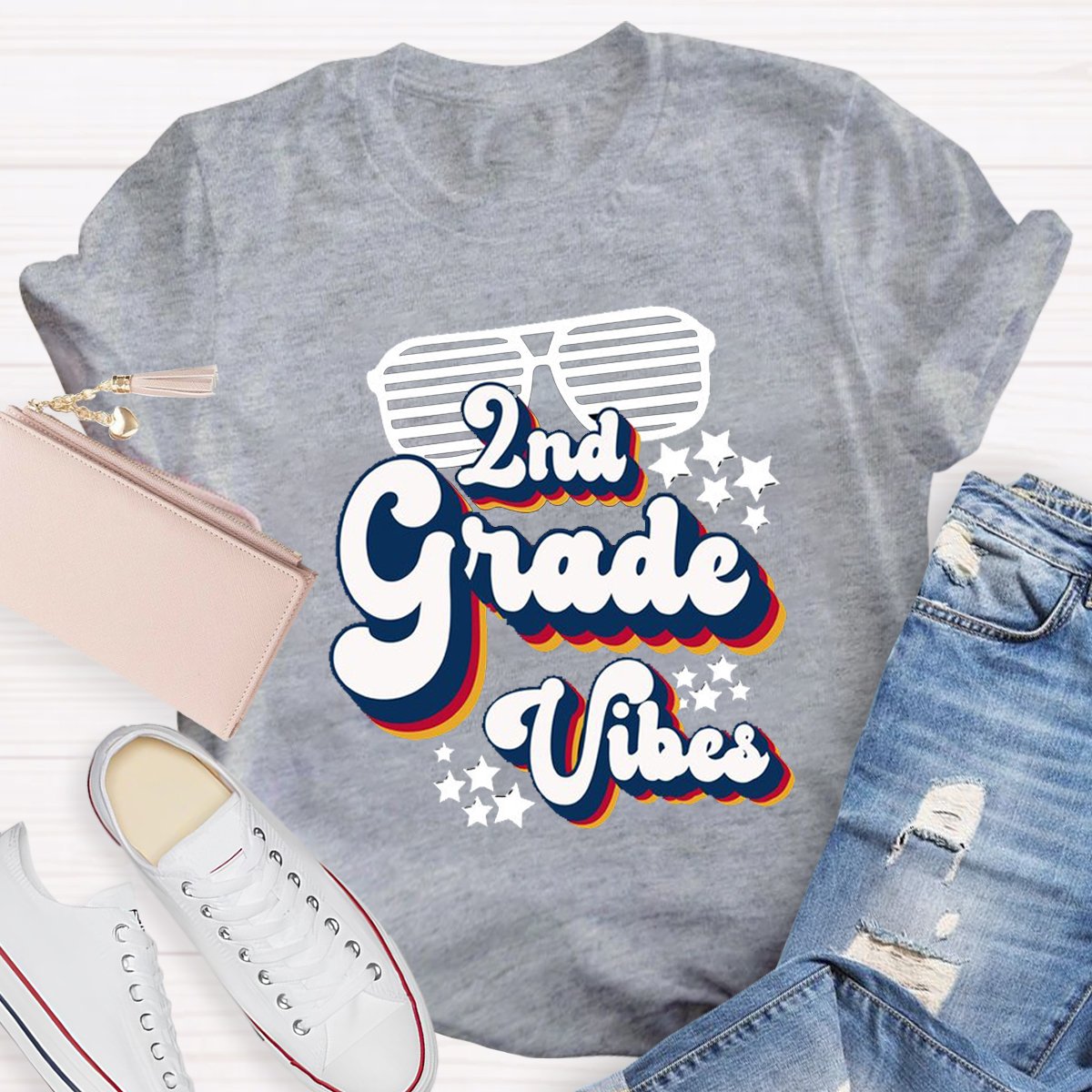 Personalized 2nd Grade VibesTeacher Shirt