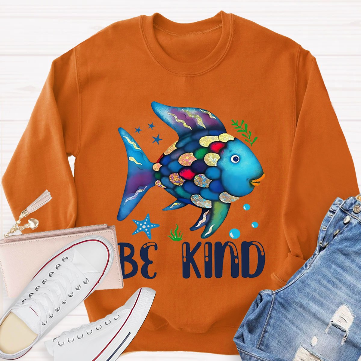 Be Kind Colorful Fish Sweatshirt