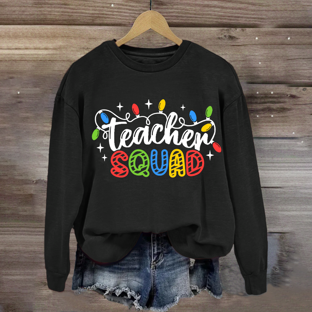 Teacher Squad Christmas Lights Sweatshirt