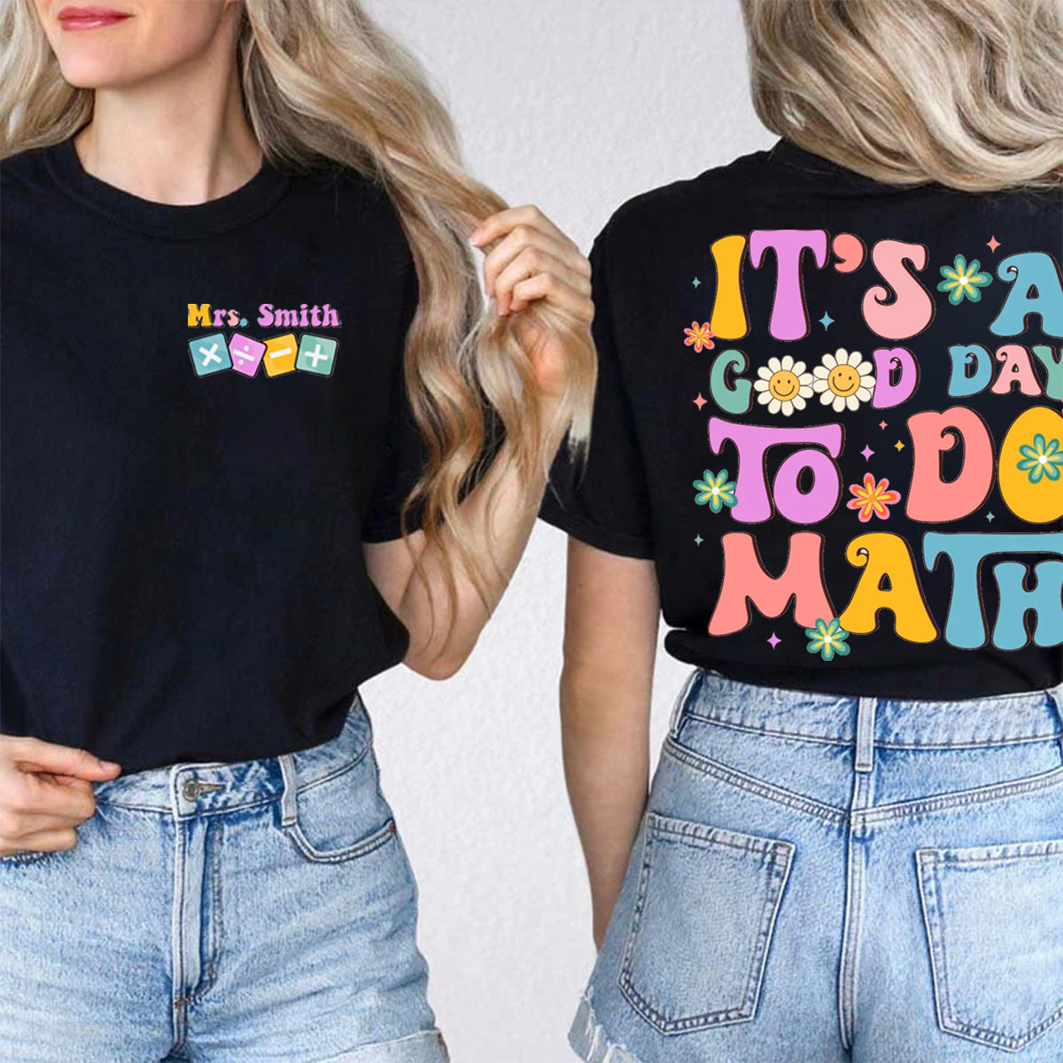 Personalized Name It's A Good Day To Do Math Double Printed T-shirt