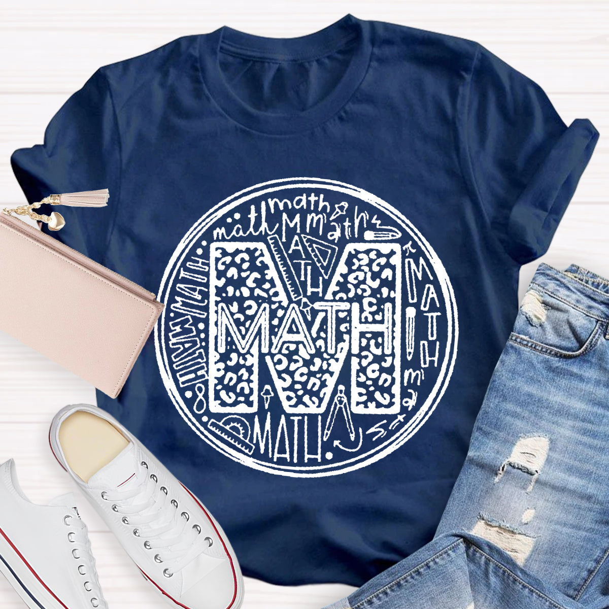 Multi-font Math Teacher T-Shirt