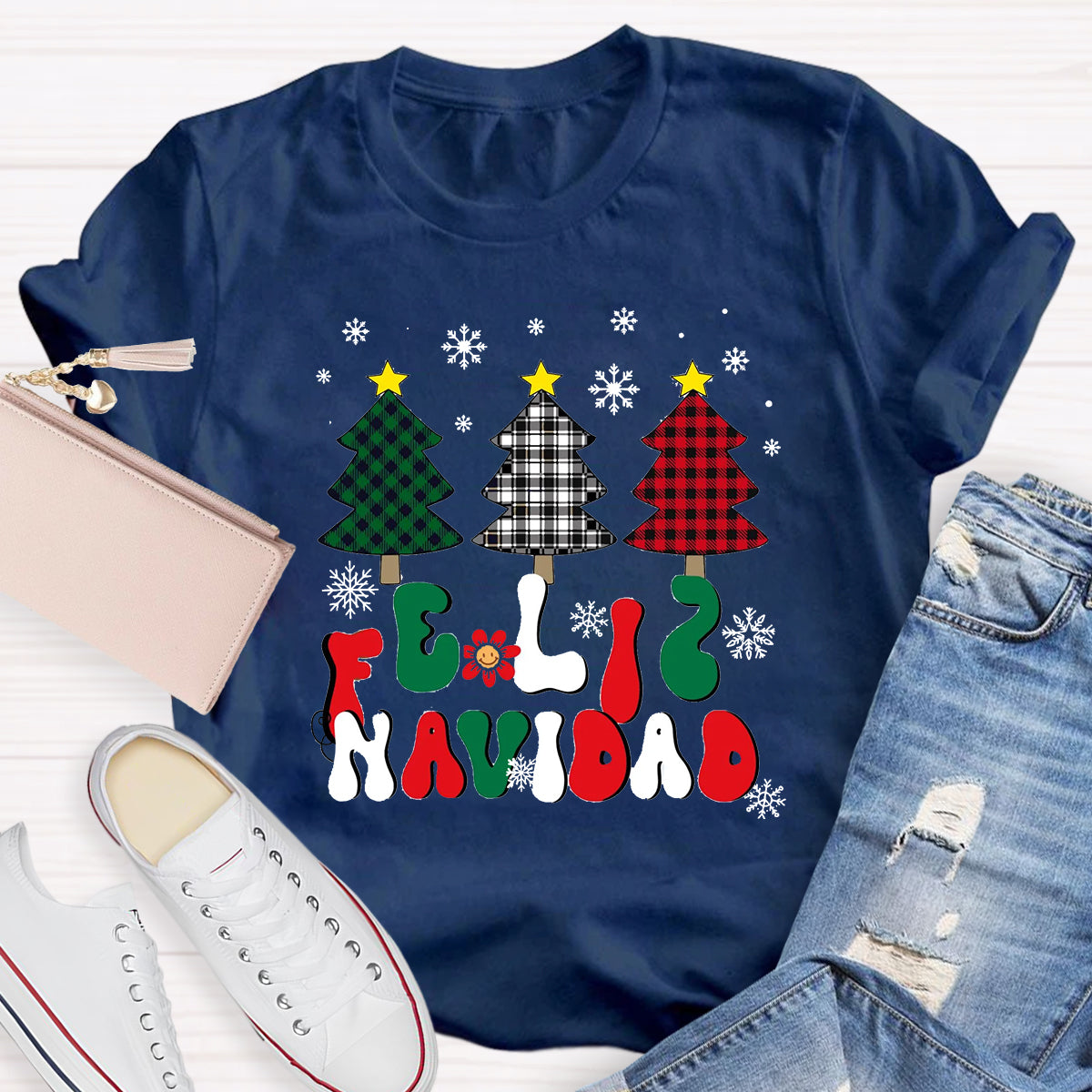 Spanish Christmas Feliz Navidad Teacher T-Shirt