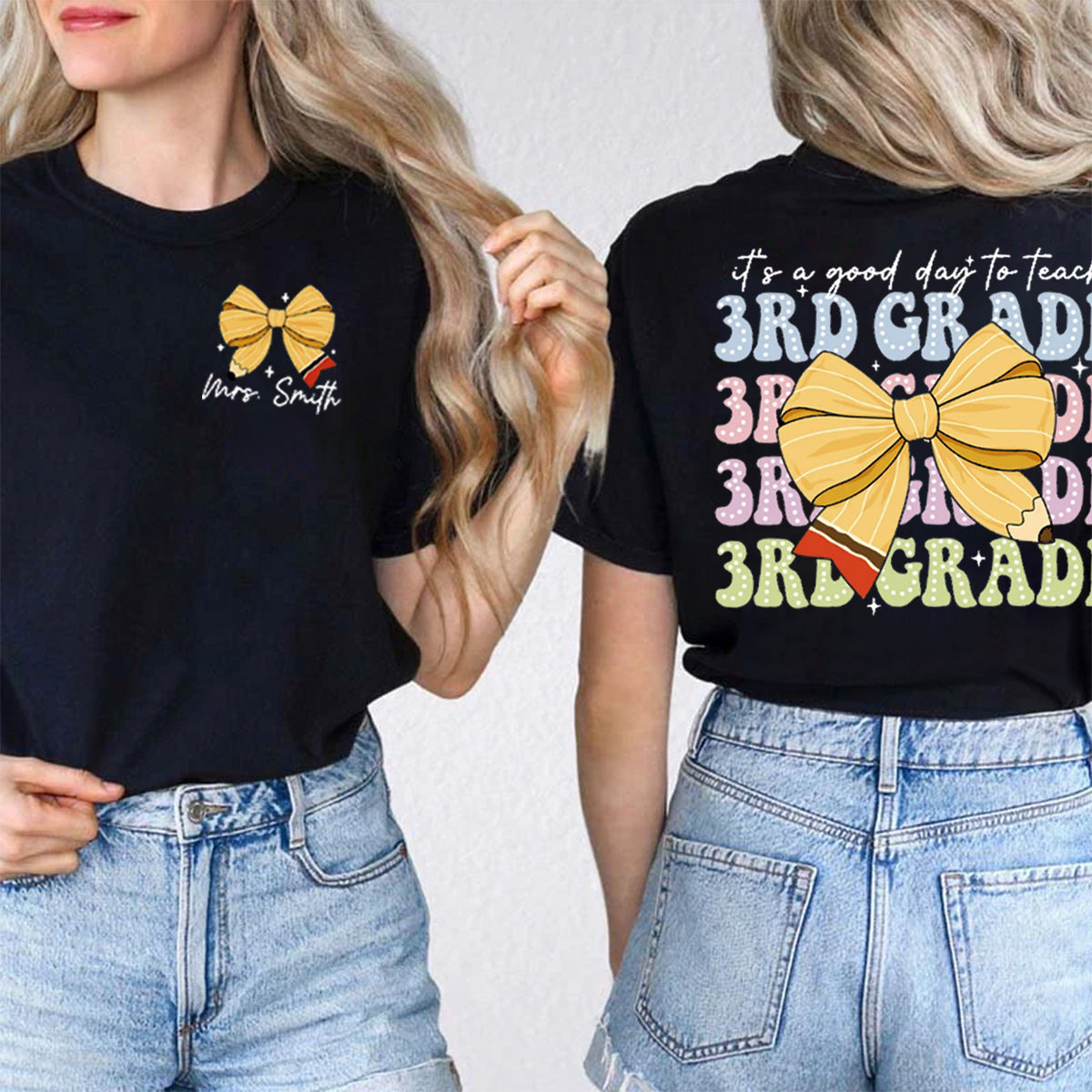 Personalized Name And Grade It's A Good To Teach 3rd Grade Double Printed T-shirt