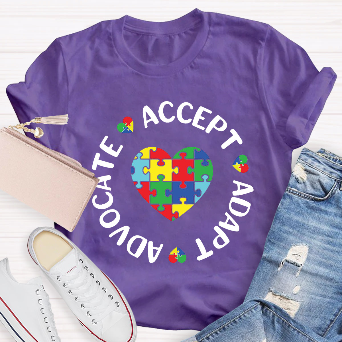 Accept Adapt Advocate Heart Special Education Teacher T-Shirt