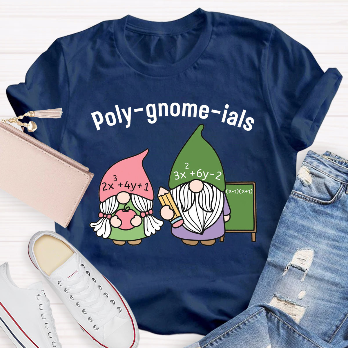 Funny Math Teacher Poly-gnome-ials Funny Gnome T-Shirt